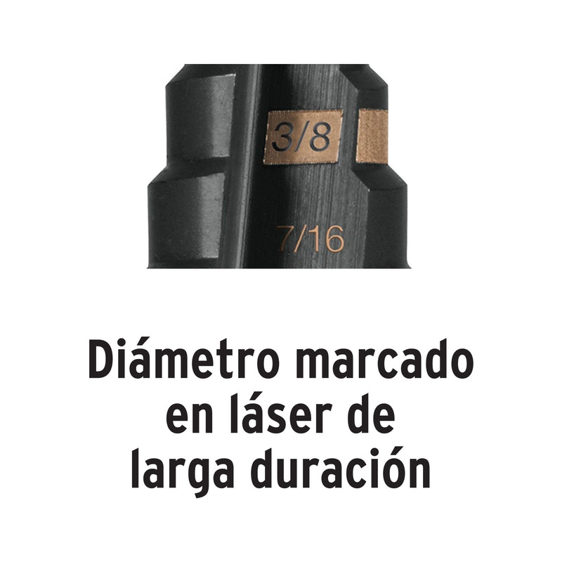 Broca escalonada óxido negro 6 escalones 3/16" a 1/2", Truper