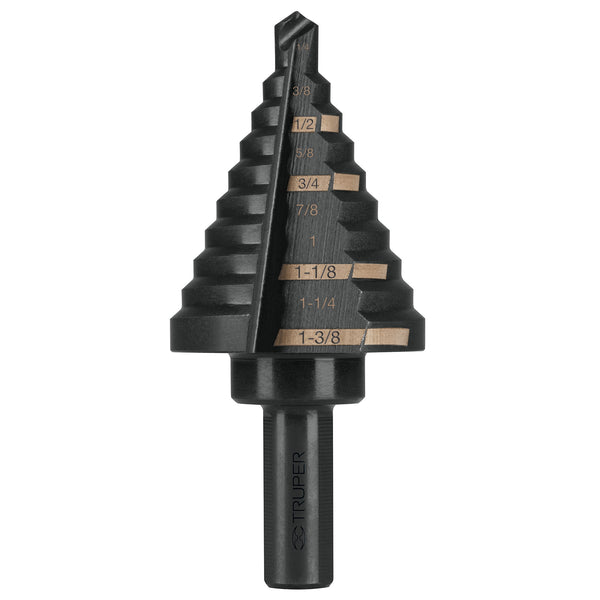 Broca escalonada óxido negro 10 escalones 1/4" a 1-3/8", Truper