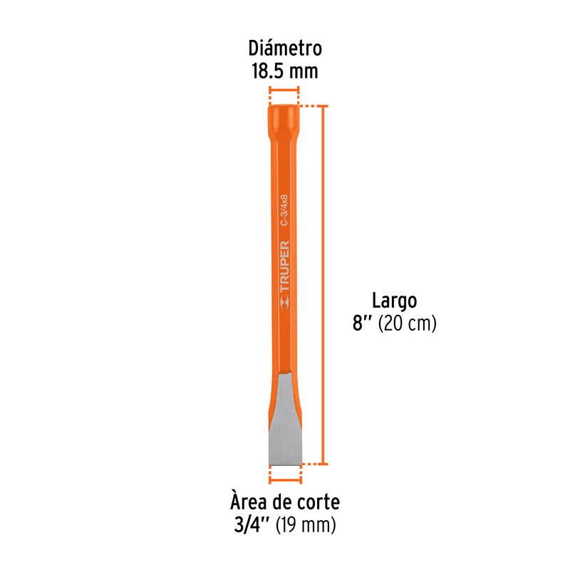 Cincel de corte frío de 3/4 X 8"