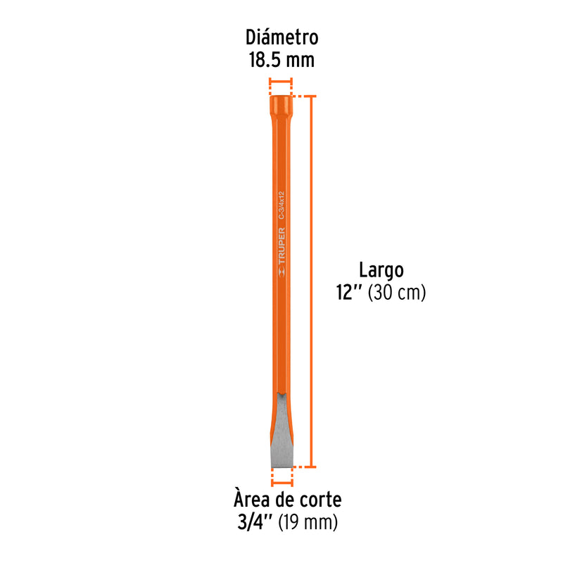 Cincel de corte frío de 3/4 X 12"