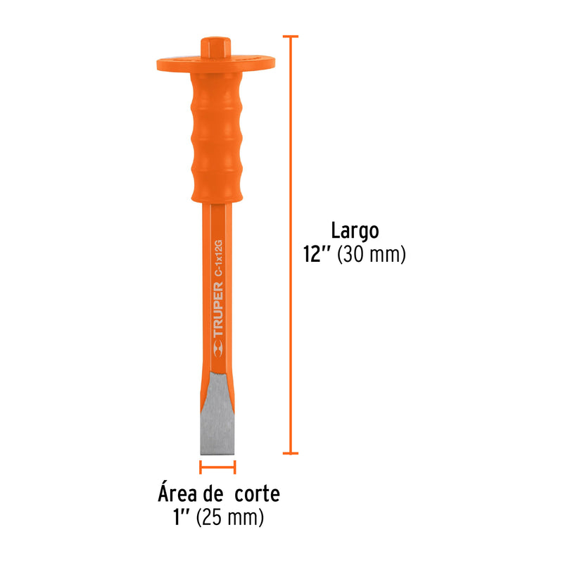 Cincel de corte frío 1 X 12" con grip, Truper