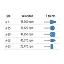 Juego de 5 piedras montadas zanco 1/4" Truper, alto rendimiento