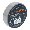 Cinta de aislar Truper de 18 m x 19 mm, Gris