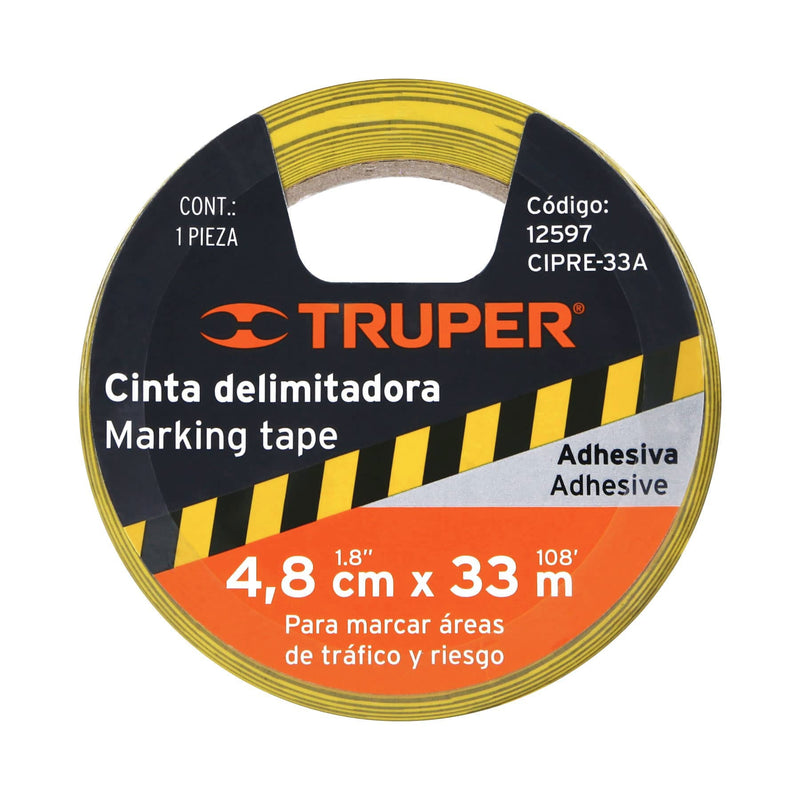 Rollo de 33 m de cinta delimitadora amarilla / negro, Truper