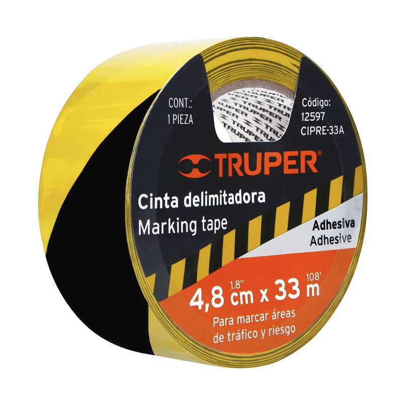 Rollo de 33 m de cinta delimitadora amarilla / negro, Truper