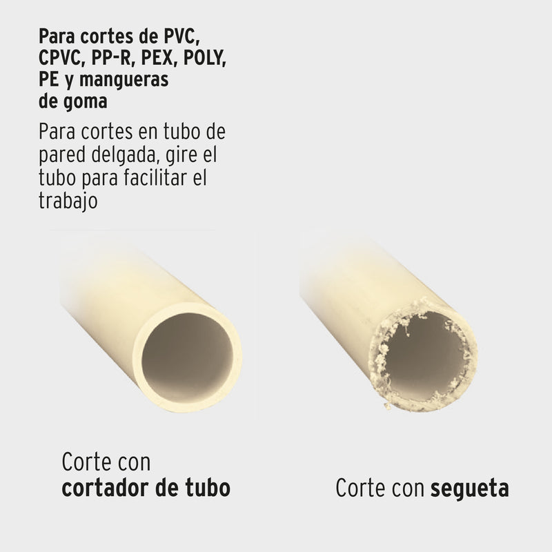 Cortador profesional tubo de plástico, corte 2-1/2", Truper