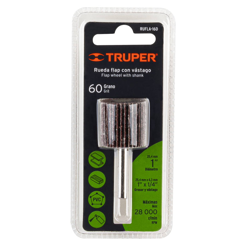 Rueda flap Truper de 1", grano 60