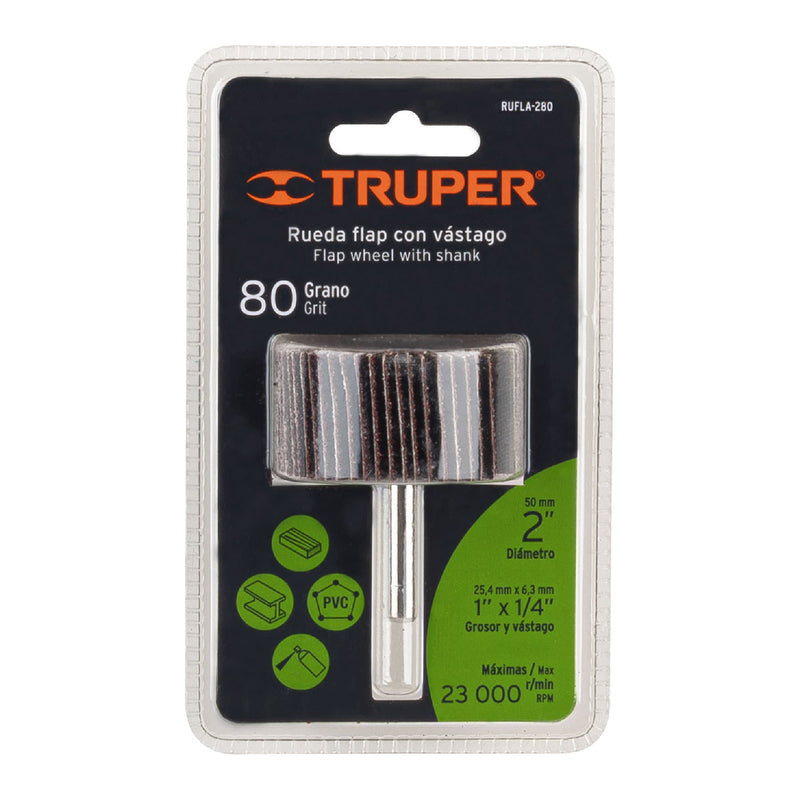 Rueda flap Truper de 2", grano 80