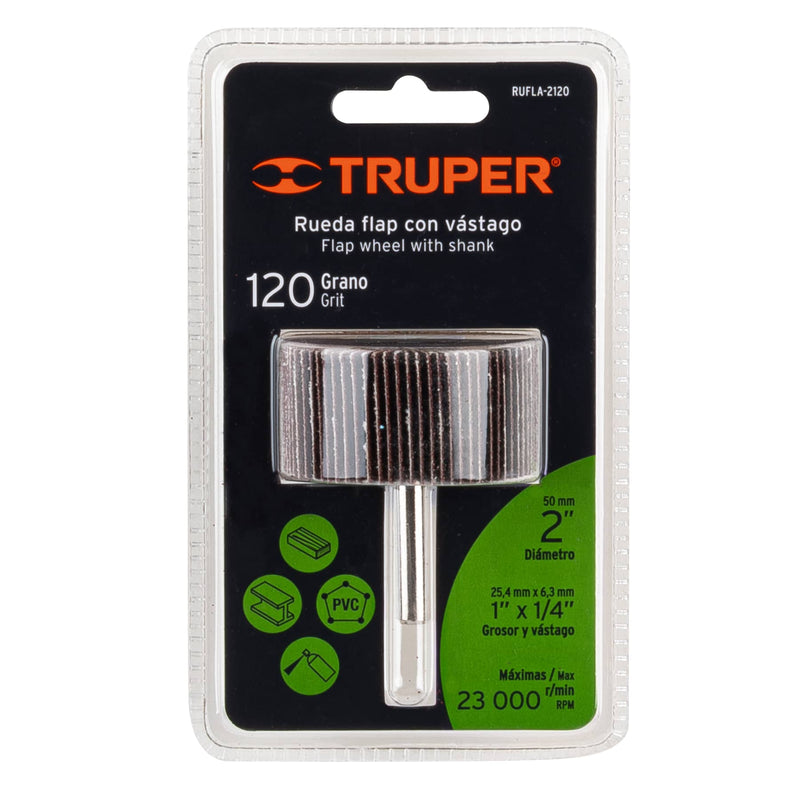 Rueda flap Truper de 2", grano 120