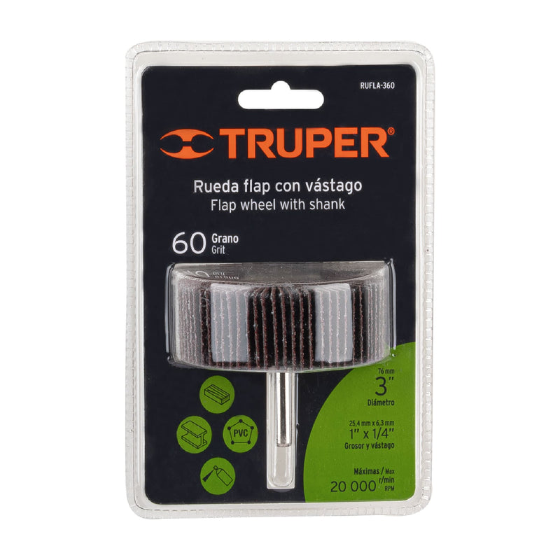 Rueda flap Truper de 3", grano 60