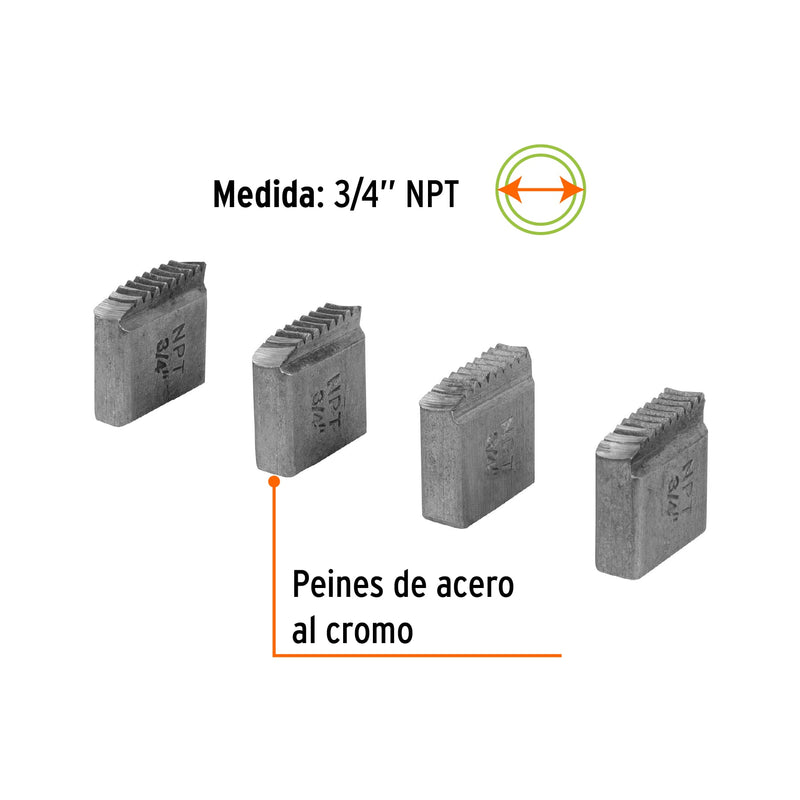 Juego de 4 peines 3/4" para tarrajas TA-850 y TA-851, Truper