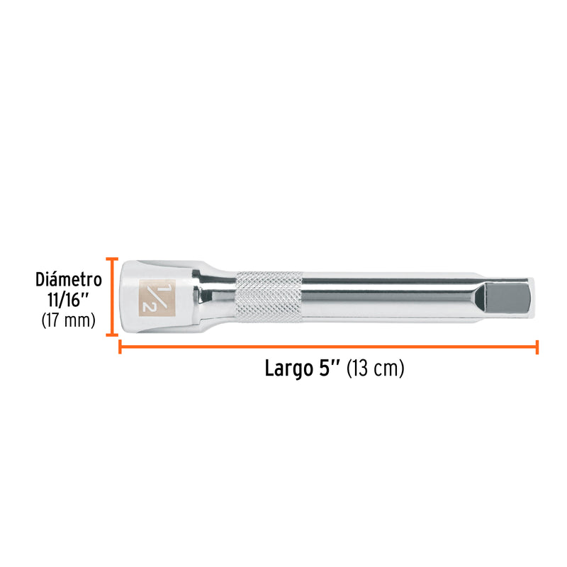 Extensión cuadro 1/2" para matraca, largo 5"