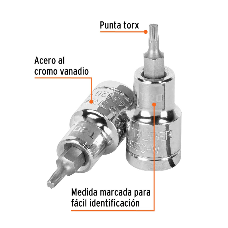 Dado punta torx T-20, cuadro 1/2"