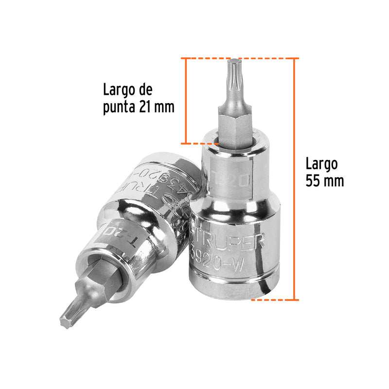 Dado punta torx T-20, cuadro 1/2"