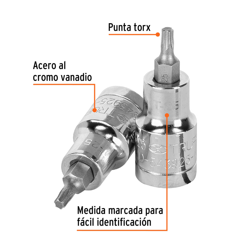 Dado punta torx T-25, cuadro 1/2"