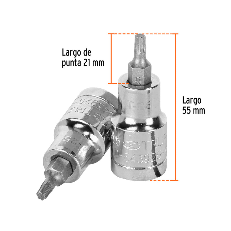 Dado punta torx T-25, cuadro 1/2"