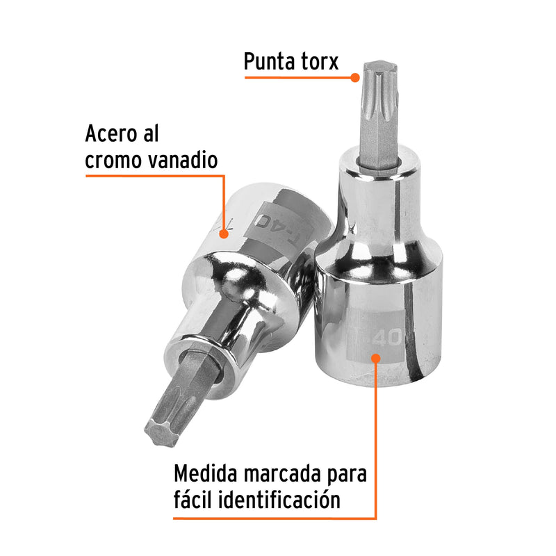 Dado punta torx T-40, cuadro 1/2",