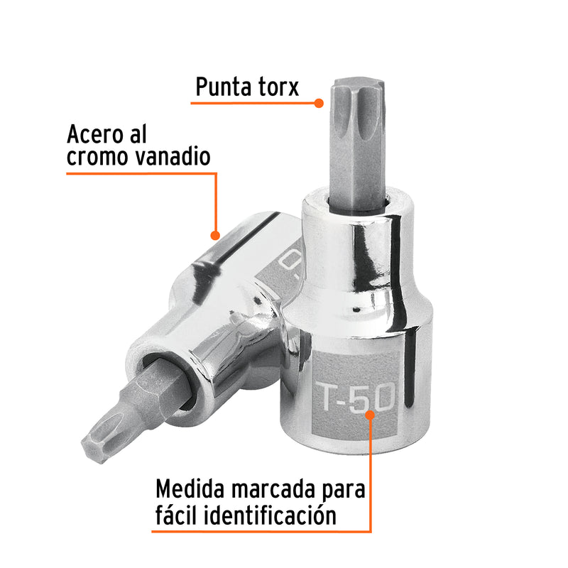 Dado punta torx T-50, cuadro 1/2"