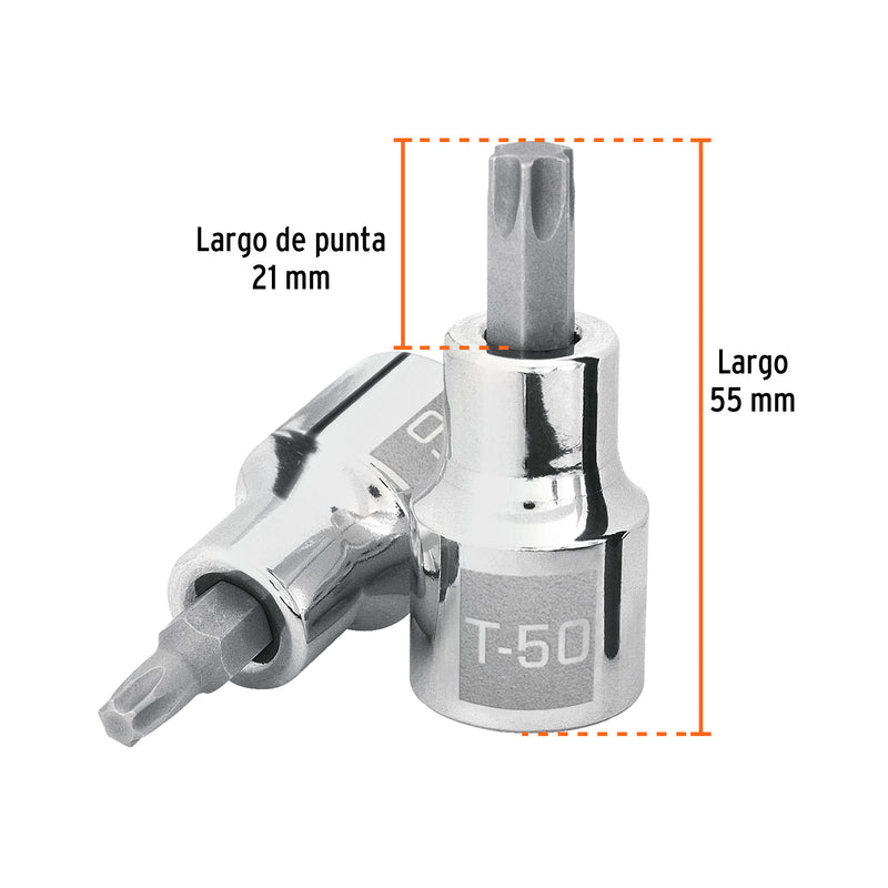 Dado punta torx T-50, cuadro 1/2"