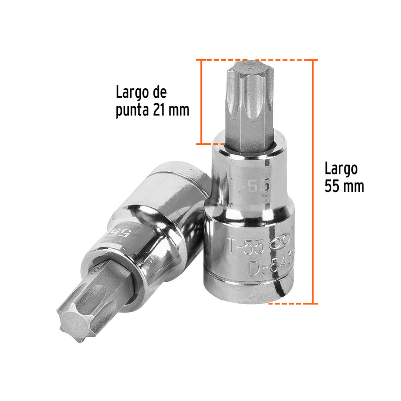 Dado punta torx T-55, cuadro 1/2"