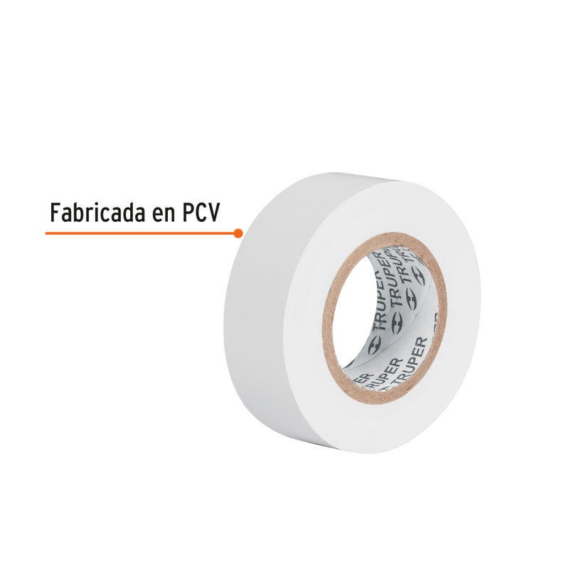 Cinta de aislar de 9 m x 19 mm, blanca