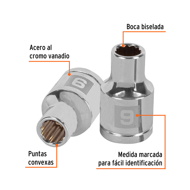 Dado de 9 mm, 12 puntas, cuadro 1/2"