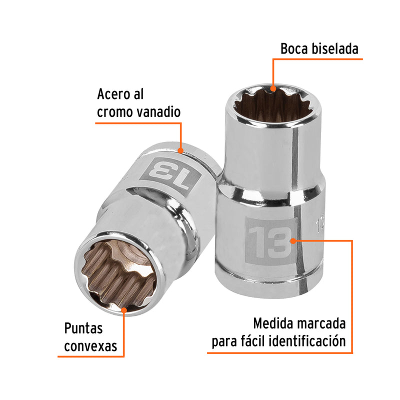 Dado de 13 mm, 12 puntas, cuadro 1/2"