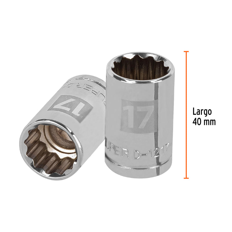 Dado de 17 mm, 12 puntas, cuadro 1/2"