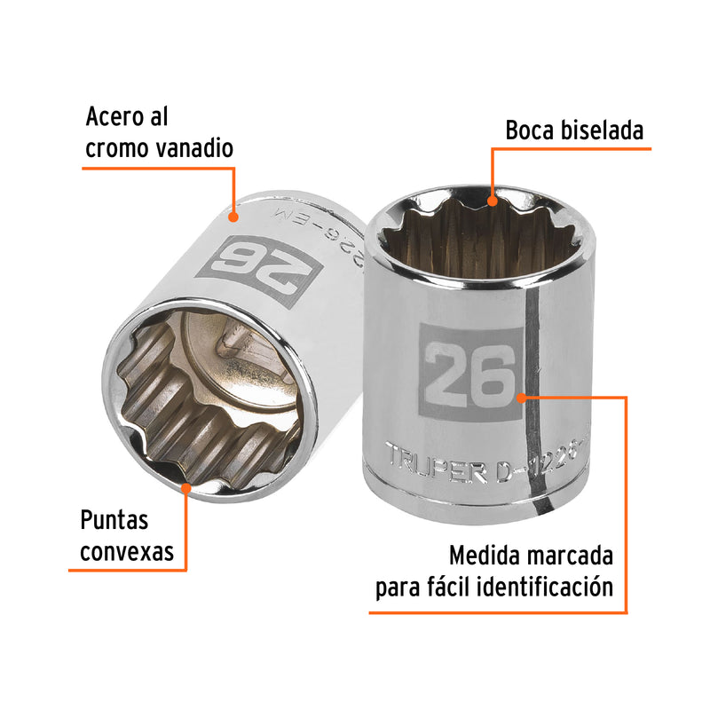 Dado de 26 mm, 12 puntas, cuadro 1/2"