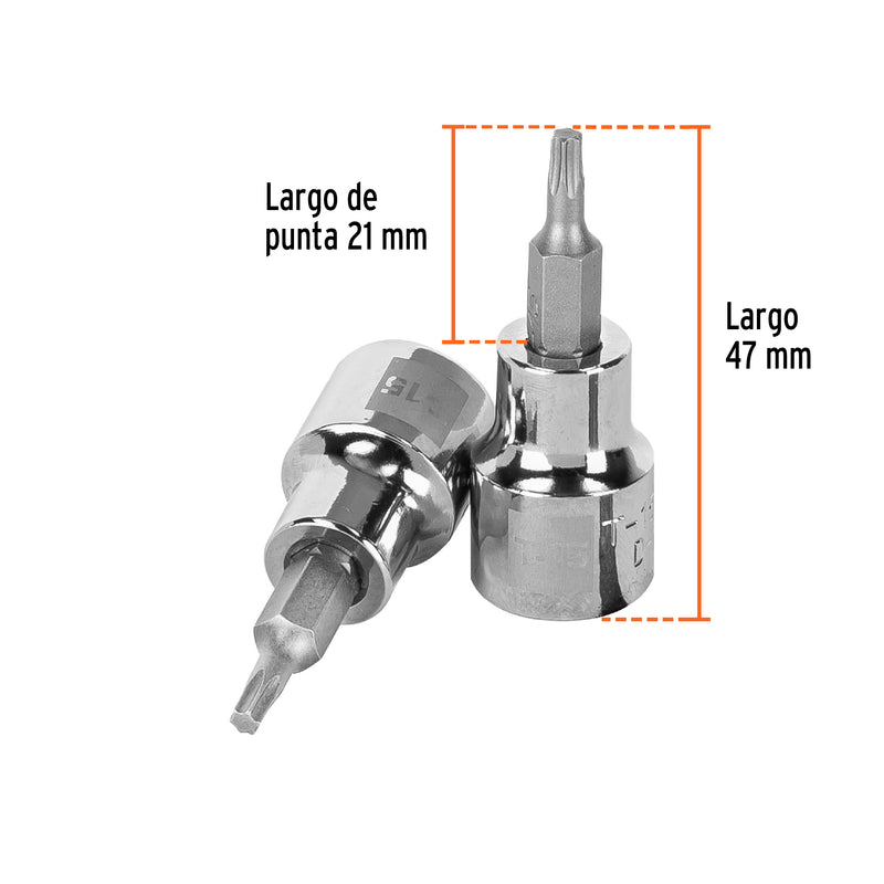 Dado punta torx T-15, cuadro 3/8"