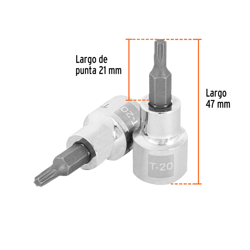 Dado punta torx T-20, cuadro 3/8"