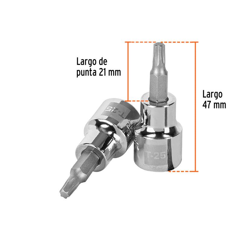 Dado punta torx T-25, cuadro 3/8"