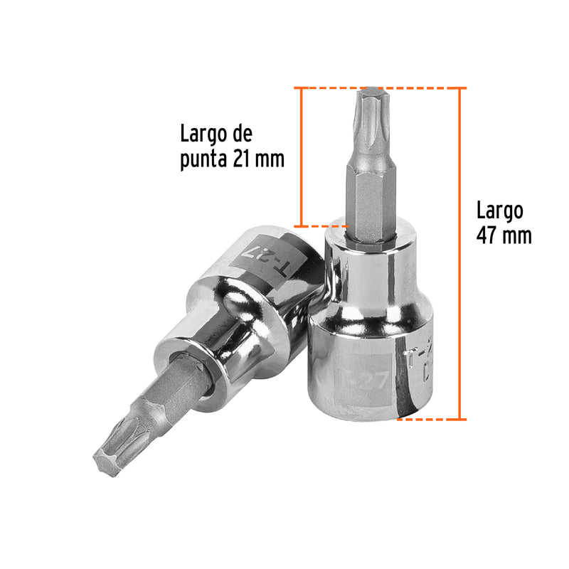 Dado punta torx T-27, cuadro 3/8"