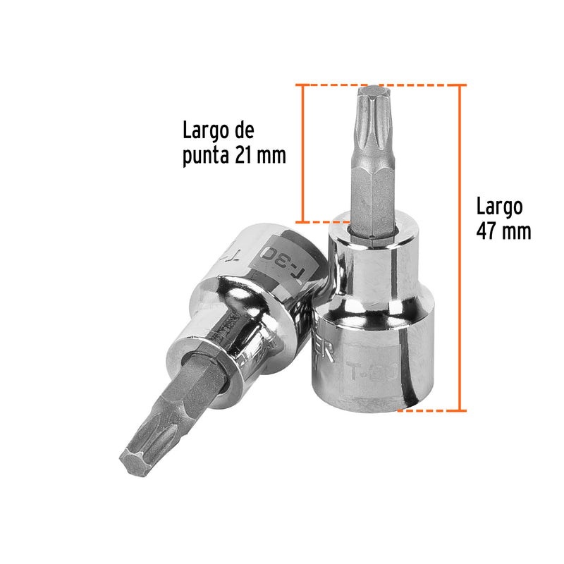 Dado punta torx T-30, cuadro 3/8",