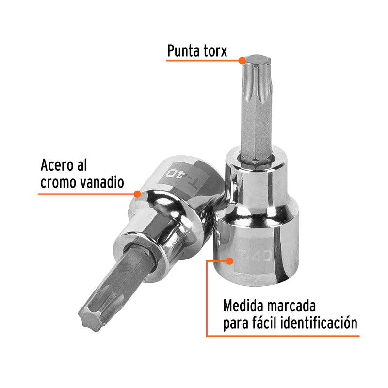 Dado punta torx T-40, cuadro 3/8"