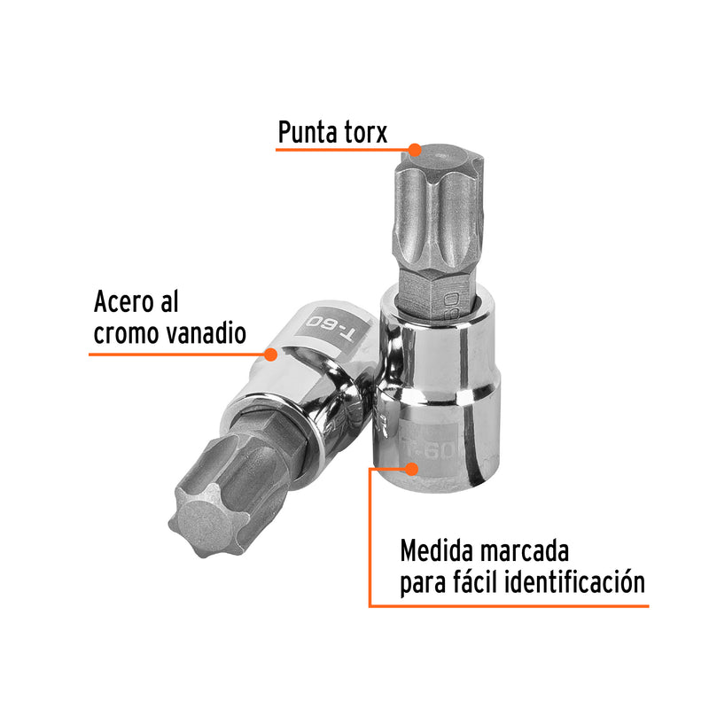 Dado punta torx T-60, cuadro 3/8"