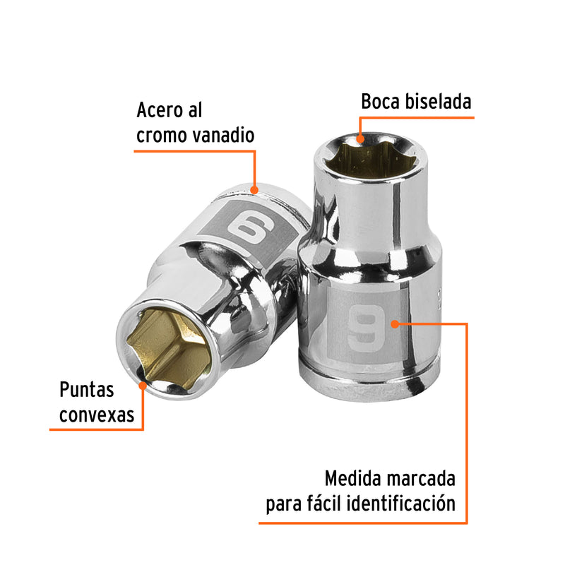 Dado de 9 mm, 6 puntas, cuadro 3/8"