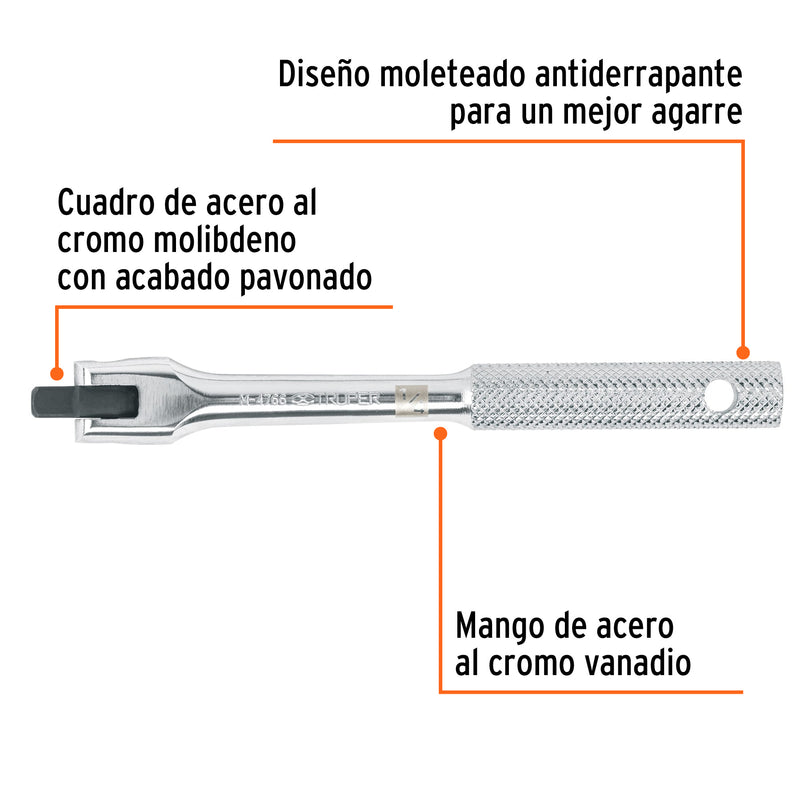 Mango articulado de 5-3/4"x 13 mm para dados cuadro 1/4"