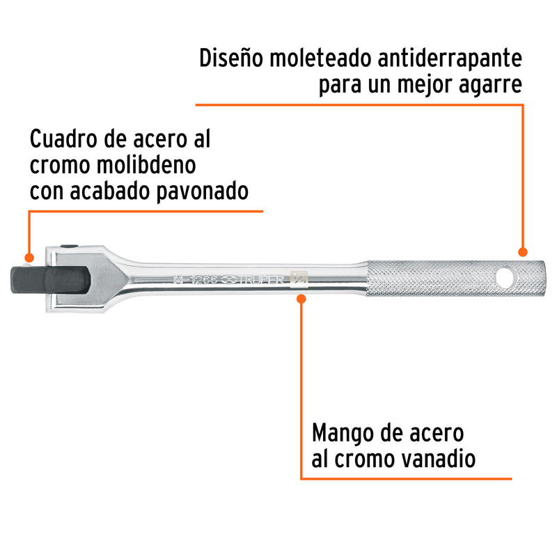 Mango articulado con cuadro de 1/2", largo 10"