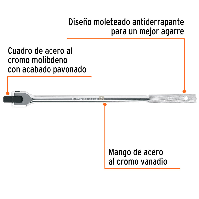 Mango articulado con cuadro de 1/2", largo 15"