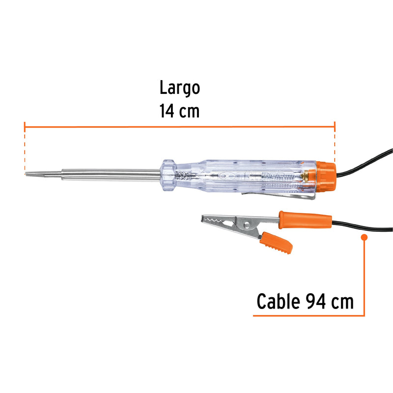 Probador de circuitos Truper de 14 cm, corriente directa con imán