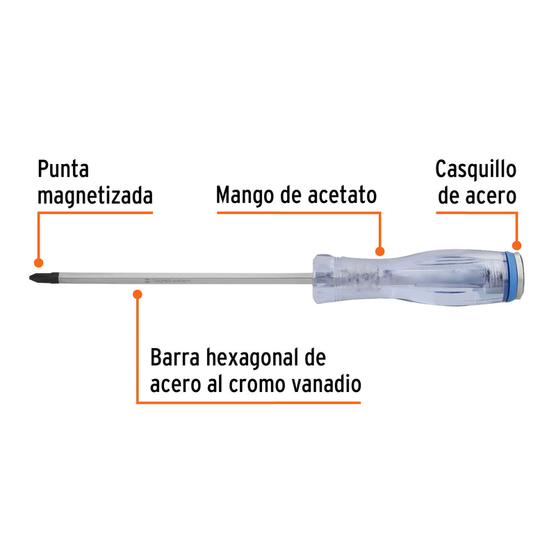 Desarmador de cruz de golpe 1/4" x 6"