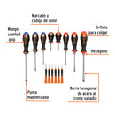 Juego de 8 desarmadores mango Comfort Grip y 6 de joyero