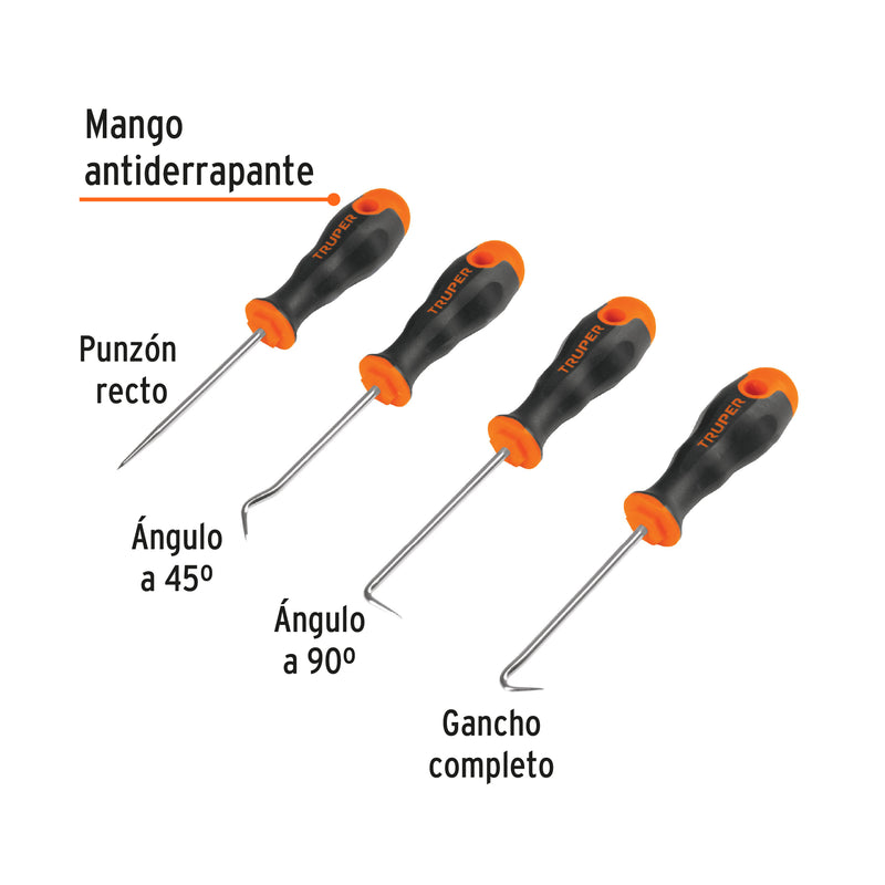 Juego de 4 puntas y ganchos multiusos