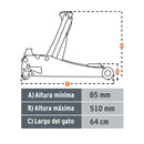 Gato hidráulico profesional de patín Truper, 3 toneladas