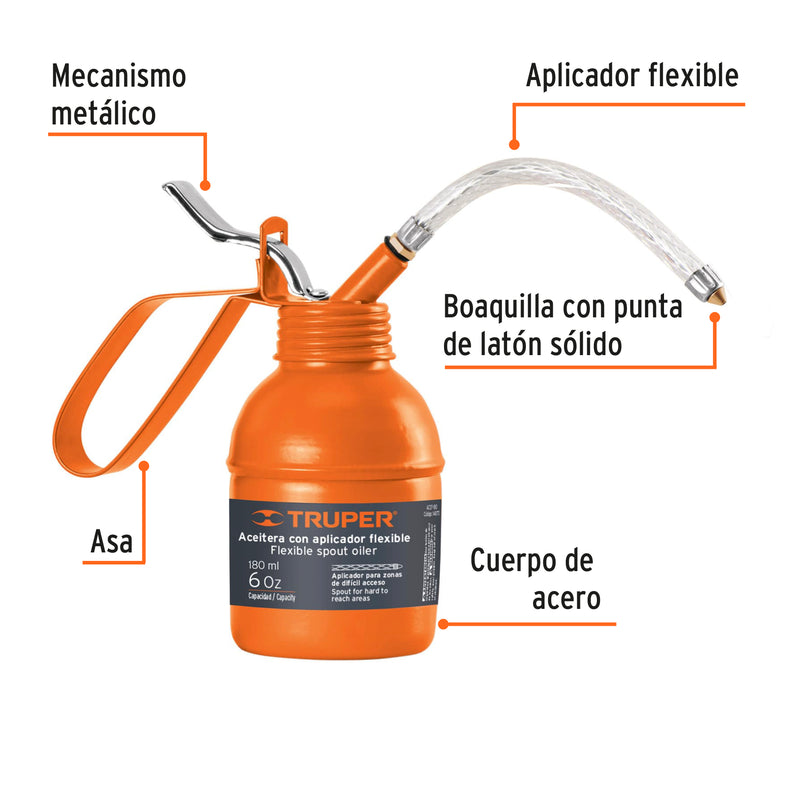 Aceitera de 180 ml (6 oz) con aplicador flexible