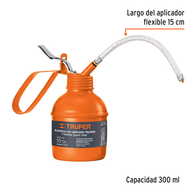 Aceitera de aplicador flexible Truper, 300 ml