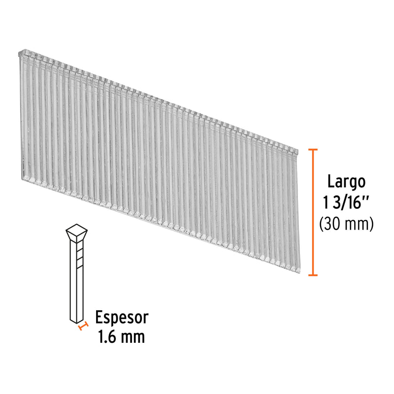 2500 clavos calibre 16, 30 mm para CLNE-16, Truper