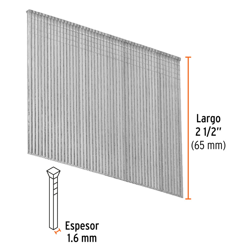 2500 clavos calibre 16, 64 mm para CLNE-16, Truper