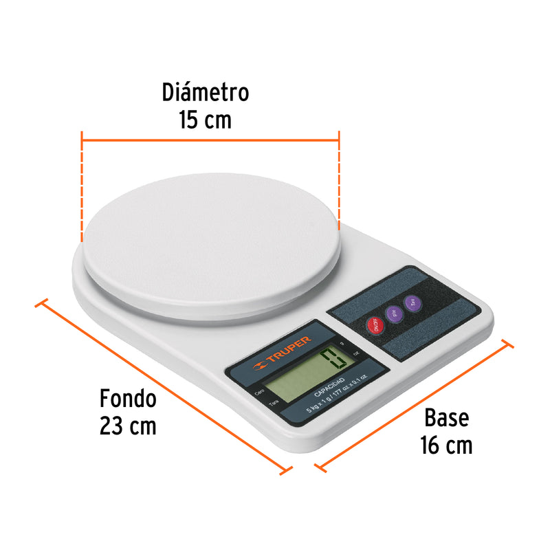 Báscula digital para cocina Truper, 5 kg